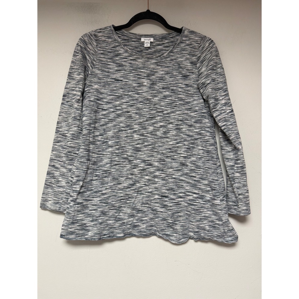 Pure Jill Tunic Top Womens Small Petite Grey White Space Dye Cotton Excellent‎